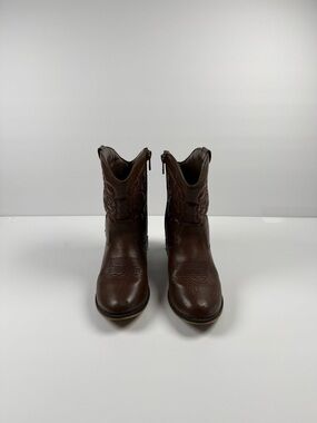 Cat & Jack Brown Western Boots Toddler Girl Size 11 Cowboy Ankle Boots Side Zip